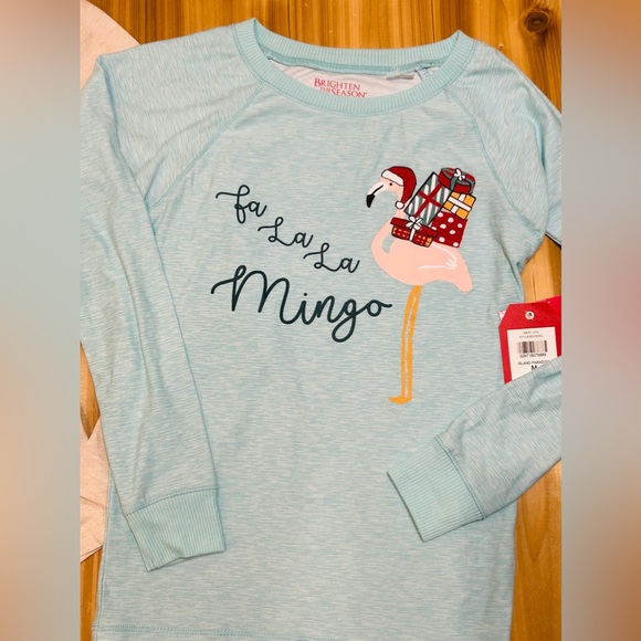 NEW Set of 2 Long Sleeve Shirts size 10/12 Medium Butterflies & Holiday Flamingo - Picture 6 of 16